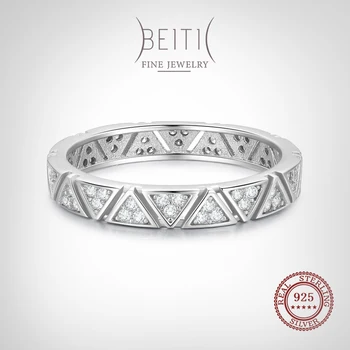 Beitil Moda 925 Sterling Srebra Blistava Cirkon trokut Dizajn Prsten Na Prst Za žene Romantične Vjenčanje Fin Nakit