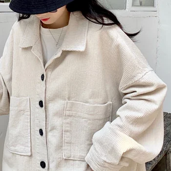 Osnovne jakne Ženske šik samt BF Proljeće svakodnevne ženske jakne, dugi rukav za mlade Ulica odjeća Harajuku Univerzalni retro odjeća