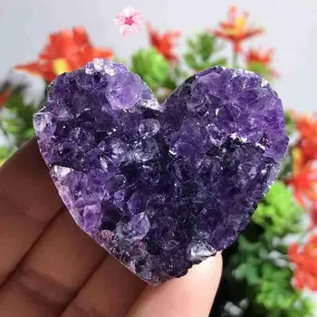 Violet Ametist Crystal Ljubav U Obliku Srca Fused Ozdravljenja Za Kućnog Kristalne Kamena Prirodni Ukras Kameni Ukras L6L3
