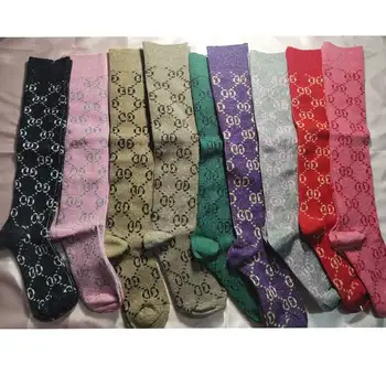 ženska moda g pismo duge čarape, gilitter zimske pamučne golfs Ulične čarape Harajuku sjajna golfs za djevojčice